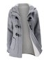 Women Horn Button Coton Fleece Hooded Duffle Coat